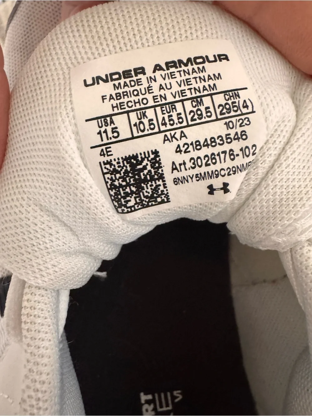 Under Armour Men’s White and Black Running Shoes